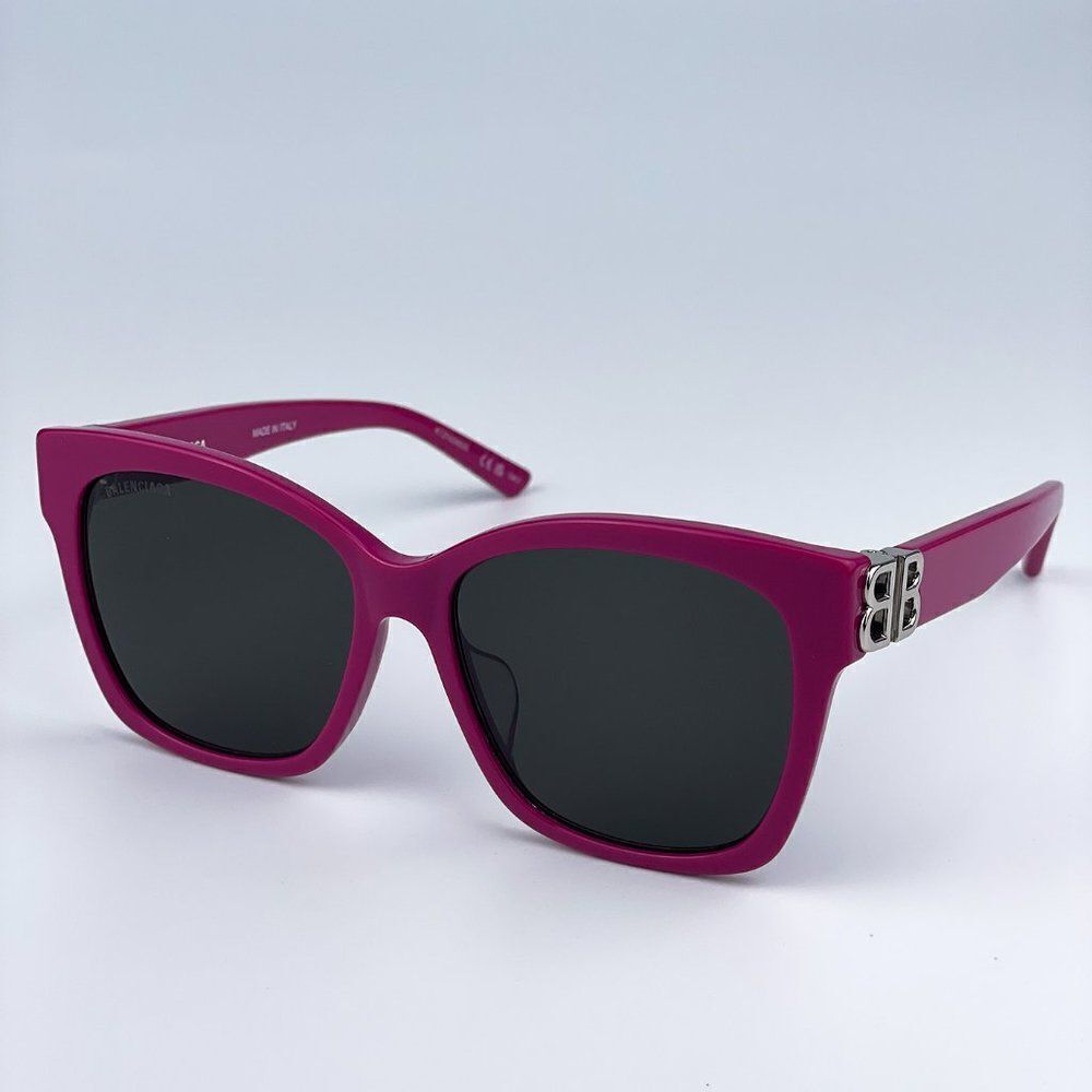 SALE! NEW Balenciaga BB0102SA 013 Fuchsia Pink Grey Square Women Sunglasses - Picture 7 of 11